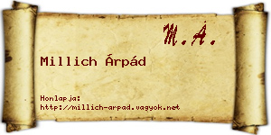 Millich Árpád névjegykártya